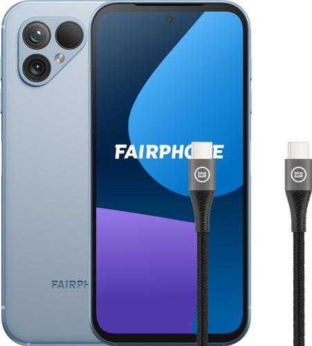 Fairphone 5 256GB Blue 5G + BlueBuilt USB-C Cable 1.5m Nylon Black Main Image