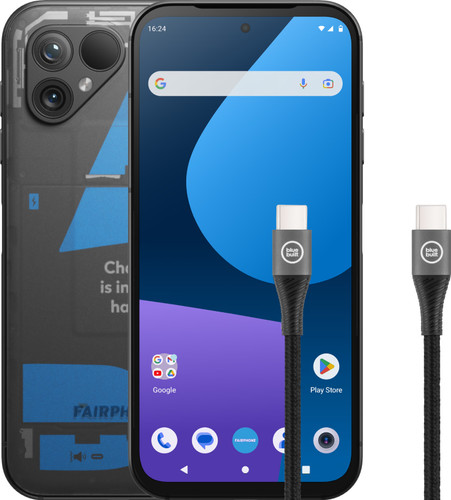 Fairphone 5 256GB Transparant 5G + BlueBuilt Usb C Kabel 1,5m Nylon Zwart Main Image