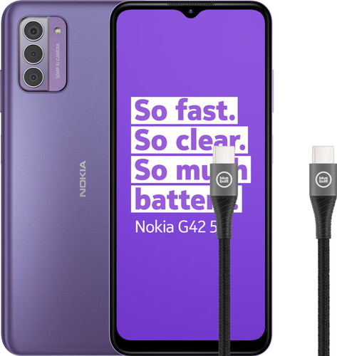 Nokia G42 128GB Paars 5G + BlueBuilt Usb C Kabel 1,5m Nylon Zwart Main Image