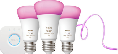 Philips Hue White and Color Starter Pack E27 3-pack + Solo Light Strip 3m Main Image