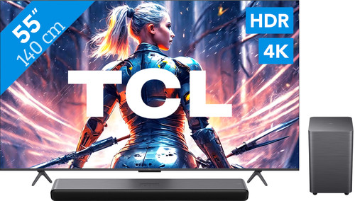 TCL QLED 55C71B + TCL S55H 2.1 Soundbar Main Image