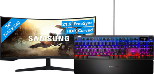 Samsung Odyssey G5 LC34G55TWWPXEN + SteelSeries Apex Pro Gaming Toetsenbord QWERTY Main Image