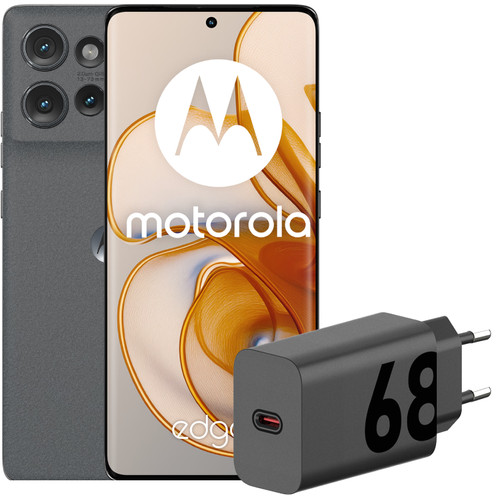 Motorola Edge 50 512GB Grijs 5G + Motorola Oplader 68W Zwart + Usb C Kabel 1m Zwart Main Image