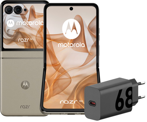 Motorola Razr 50 256GB Beige 5G + Motorola Oplader 30W Zwart + Usb C Kabel 1m Zwart Main Image