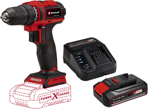 Einhell TE-CD 18/40 Li BL Solo + Einhell Power-X-Change 2,5 Ah Accu en oplader Main Image