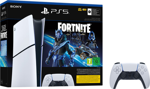 PlayStation 5 Slim Digital Edition + Fortnite Voucher + Extra Controller Wit Main Image