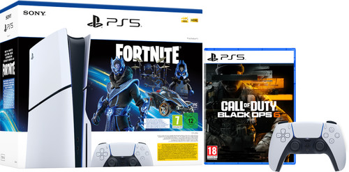 PlayStation 5 Slim Disc Edition + Fortnite Voucher + Black Ops 6 + Extra Controller Wit Main Image