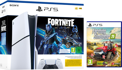 PlayStation 5 Slim Disc Edition + Fortnite Voucher + Farming Simulator 25 Main Image