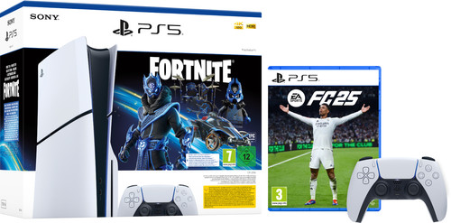 PlayStation 5 Slim Disc Edition + Fortnite Voucher + FC 25 + Extra Controller Wit Main Image