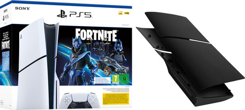 PlayStation 5 Slim Disc Edition + Fortnite Voucher + Covers Zwart Main Image