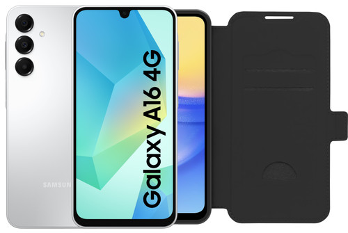 Samsung Galaxy A16 128GB Wit 4G + BlueBuilt Book Case Zwart Main Image