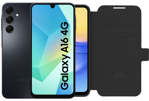 Samsung Galaxy A16 128GB Zwart 4G + BlueBuilt Book Case Zwart Main Image