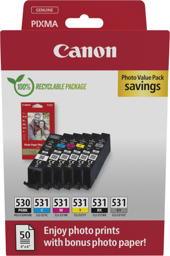 Canon PGI-530/CLI-531 Cartridges + Fotopapier bundel Main Image