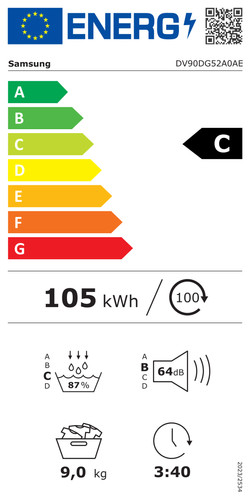 Samsung DV90DG52A0AEEN energielabel