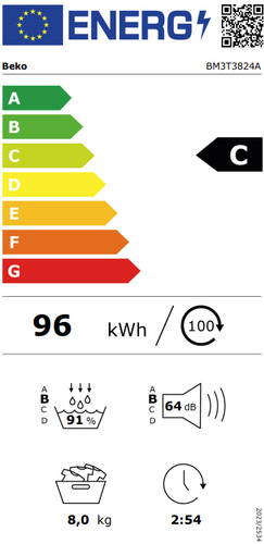 Beko BM3T3824A SteamCure energy label
