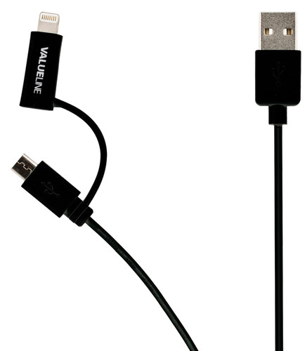 Valueline 2 In 1 Micro Usblightning Cable 1m Black Coolblue