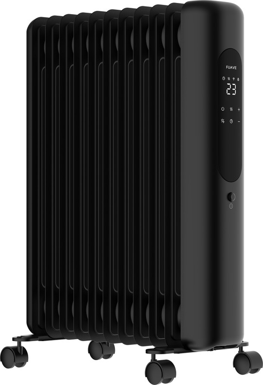 Zwarte Fuave Bergen 2500 kachel in radiatorvorm met display