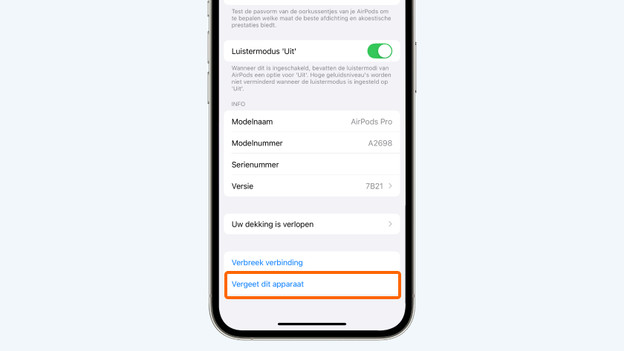 3. Tik op 'Vergeet dit apparaat'