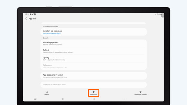 Android tablet app verwijderen