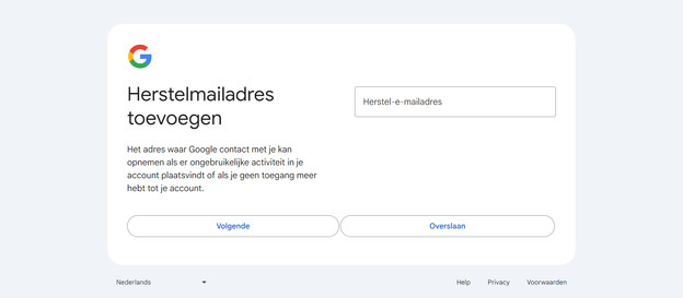Google inlog scherm