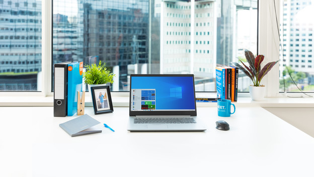 Laptop in the window.