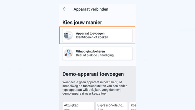 Apparaat toevoegen in app