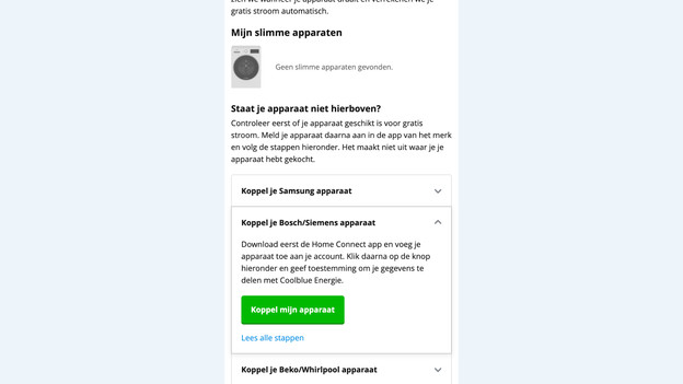 Stap 2: Verbind je apparaat met Coolblue Energie