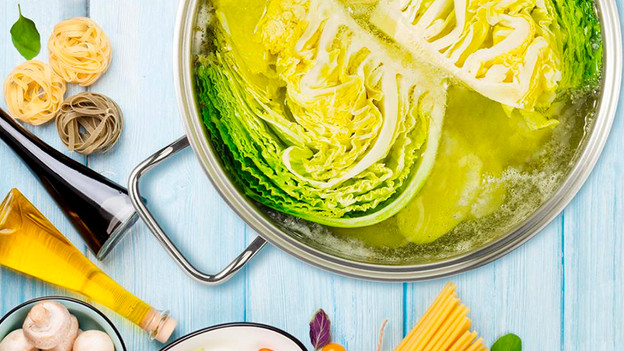 Kookpan: groenten, aardappelen en rijst