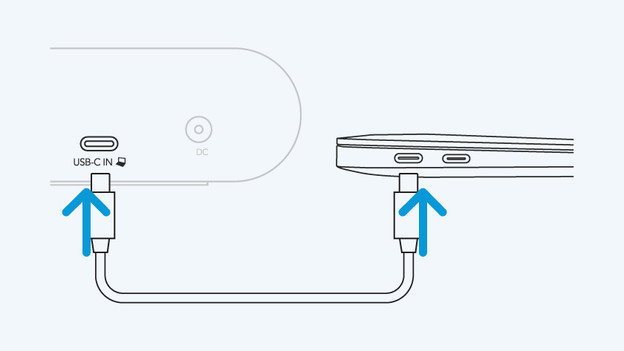 Stap 1b: sluit je laptop aan op het dock