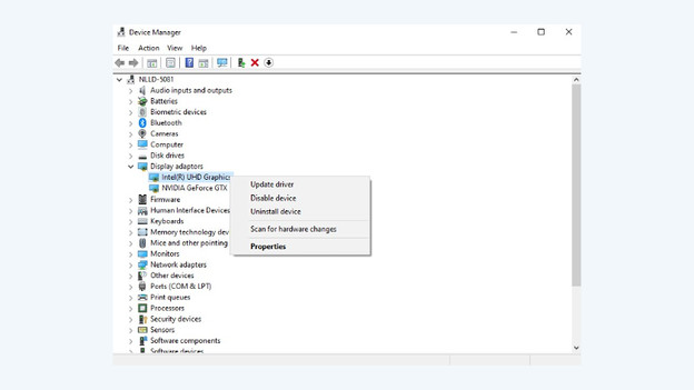 Update drivers in the Device Manager menu