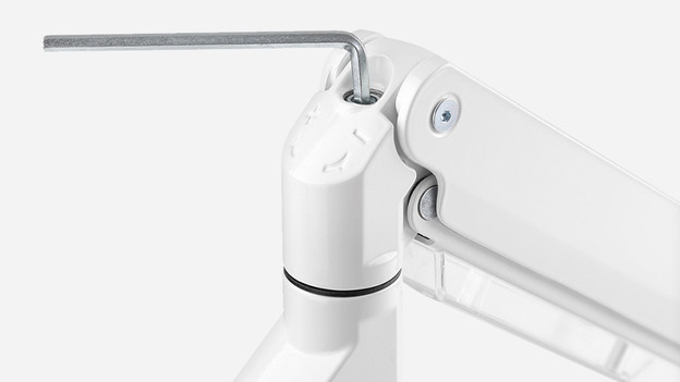 Monitor arm adjustable in multiple ways