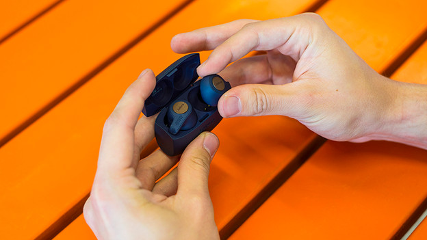 Earbuds in charging case