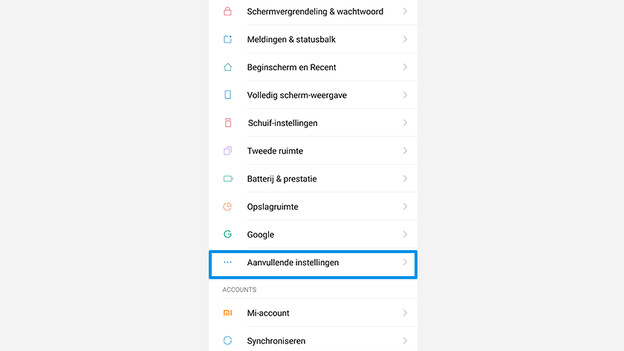 Xiaomi reset additional settings