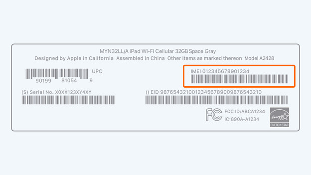 IMEI number on the packaging