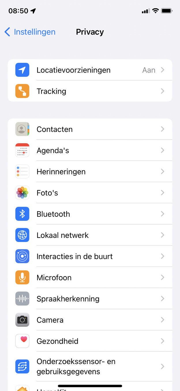 Klik op het kopje 'bluetooth'