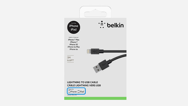 Verpakking Lightning kabel met MFI logo