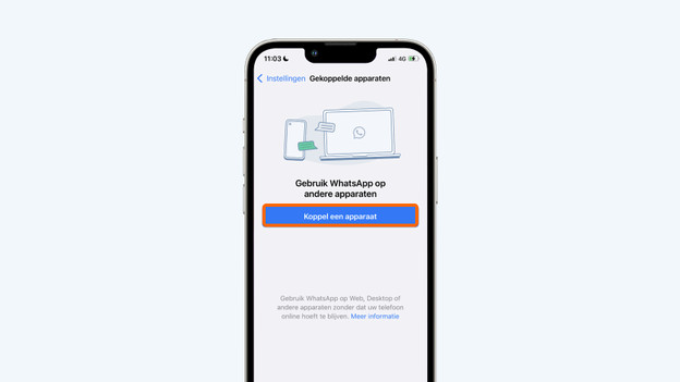Koppel op apparaat knop
