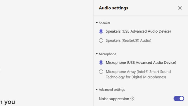 Settings for noise suppression