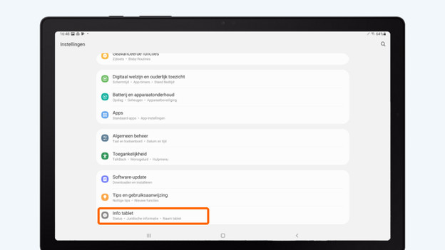 Samsung info over tablet
