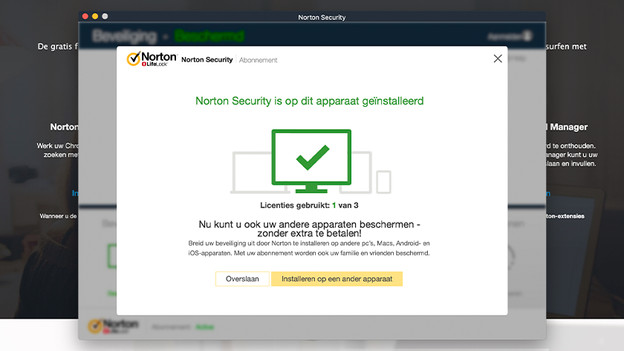 Norton installatie geslaagd