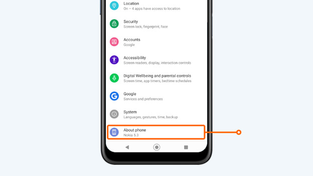 2. Scroll down and click About phone.
