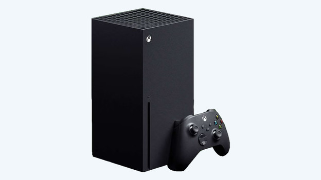 Xbox Series X: black tower with a ventilation grid