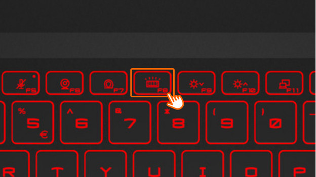 Keyboard backlight button on F8.