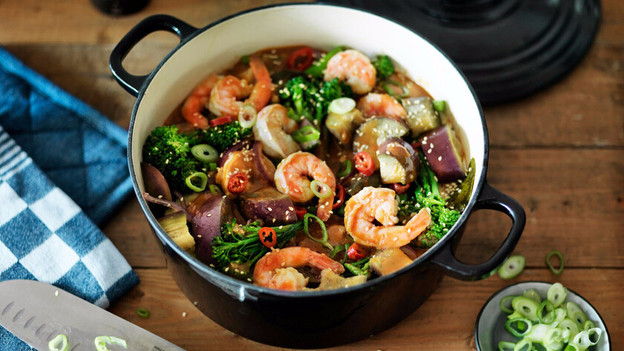 Dutch oven with soup