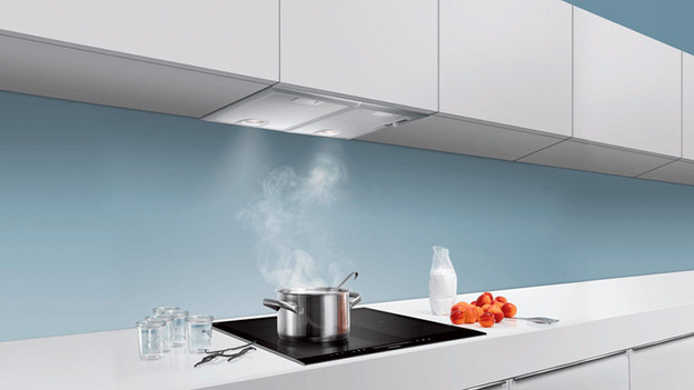 Range hood above cooktop
