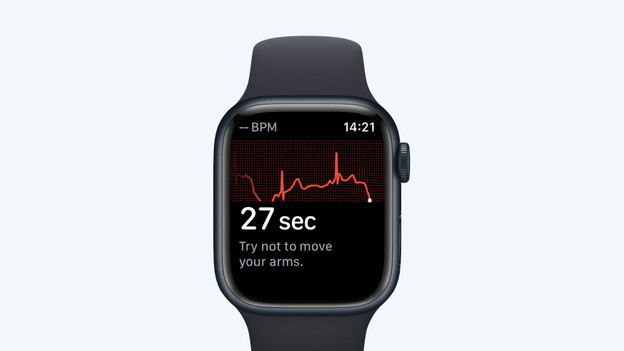 The Apple Watch Series 9 ECG electrical heart rate sensor