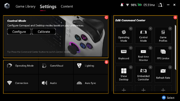 All ASUS ROG Ally settings
