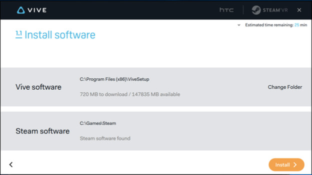Step 1: install the Vive setup software