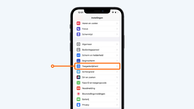 Tik op 'Toegankelijkheid'