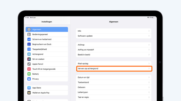 Ververs op achtergrond instellingen